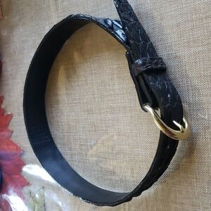 Genuine Crocodile black belt unisex 26